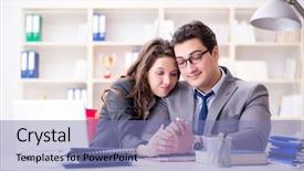  Presentation with working - Presentation theme with falling hearts - happy couple working background and a coral colored foreground