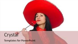  Presentation with life insurance concept white - Presentation theme consisting of falling hearts - mexican woman in funny concept background and a coral colored foreground