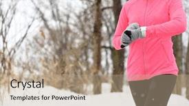  Presentation with smartwatch - Slide deck with falling hearts - runner using smartwatch jogging background and a coral colored foreground