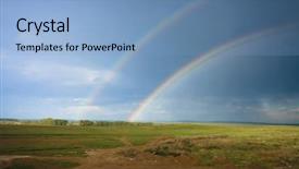  Presentation with clear sunny day rural landscape - Slide deck consisting of falling heaven - double rainbow landscape - rural background and a light blue colored foreground