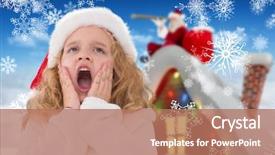  Presentation with hands and face - Amazing PPT theme having falling heaven - festive little girl with hands backdrop and a coral colored foreground