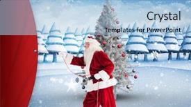  Presentation with snow tree cicular - Amazing slides having falling heaven - santa pulls something backdrop and a light blue colored foreground