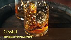  Presentation with whiskey - Presentation theme consisting of falling-ice-cube-into-whiskey background and a tawny brown colored foreground