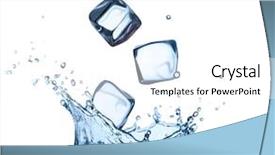  Presentation with ice - PPT theme with falling ice cubes in water splashes isolated on white background background and a white colored foreground