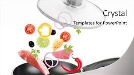  Presentation with frying - Colorful presentation theme enhanced with falling in the frying pan backdrop and a white colored foreground