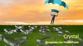  Presentation with parachute - PPT theme enhanced with falling into trap on parachute background and a tawny brown colored foreground