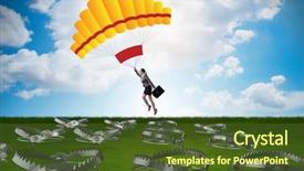 Presentation with parachute - Colorful theme enhanced with falling into trap on parachute backdrop and a tawny brown colored foreground
