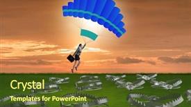  Presentation with parachute - Presentation having falling into trap on parachute background and a tawny brown colored foreground