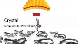  Presentation with parachute - PPT theme featuring falling into trap on parachute background and a white colored foreground