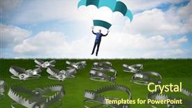  Presentation with parachute - PPT layouts consisting of falling into trap on parachute background and a tawny brown colored foreground