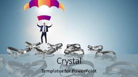  Presentation with parachute - Slide deck featuring falling into trap on parachute background and a light blue colored foreground