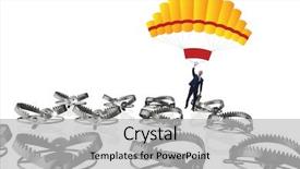  Presentation with parachute - Slide deck featuring falling into trap on parachute background and a light gray colored foreground