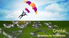 Presentation with parachute - Slides with falling into trap on parachute background and a tawny brown colored foreground