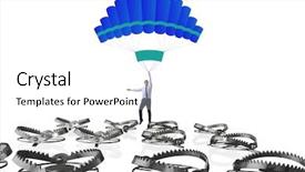  Presentation with parachute - PPT theme consisting of falling into trap on parachute background and a white colored foreground