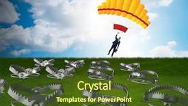  Presentation with parachute - Cool new theme with falling into trap on parachute backdrop and a tawny brown colored foreground