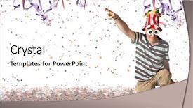  Presentation with confetti - Slide deck with falling knees - brazilian man pointing carnival confetti background and a white colored foreground