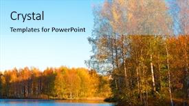  Presentation with falling leaves - Audience pleasing PPT theme consisting of falling leaves colorful fantasy backdrop and a arctic colored foreground