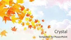  Presentation with autumn leaves falling - PPT layouts featuring falling leaves on blue sky background and a  colored foreground