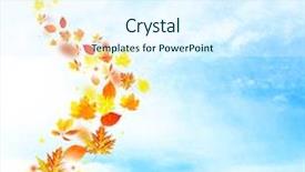  Presentation with autumn leaves falling - Amazing slide deck having falling leaves on blue sky backdrop and a  colored foreground