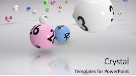  Presentation with lottery ball - Beautiful theme featuring falling lottery balls against grey backdrop and a light gray colored foreground