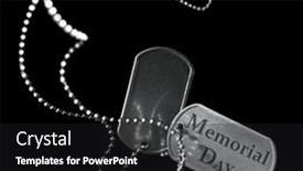  Presentation with memorial day - PPT theme featuring falling-military-dog-tags-engraved background and a dark gray colored foreground
