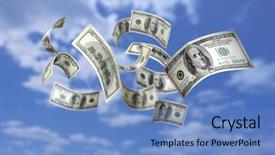  Presentation with bills - Slides enhanced with falling money 100 bills background and a teal colored foreground