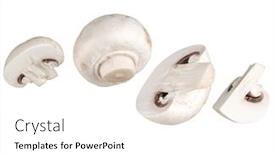  Presentation with food white - Slide set consisting of falling-mushrooms-collection-flying background and a white colored foreground