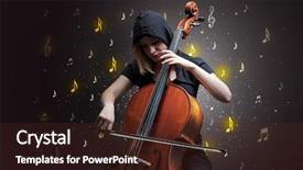  Presentation with classical music - Presentation theme featuring falling musical notes wallpaper background and a tawny brown colored foreground