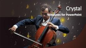  Presentation with music notes - PPT theme with falling musical notes wallpaper background and a dark gray colored foreground