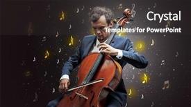  Presentation with music notes - PPT theme featuring falling musical notes wallpaper background and a dark gray colored foreground