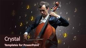  Presentation with music notes - PPT theme with falling musical notes wallpaper background and a wine colored foreground