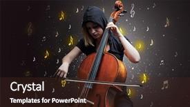  Presentation with music notes - Amazing PPT layouts having falling musical notes wallpaper backdrop and a tawny brown colored foreground