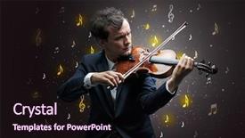  Presentation with music notes - Theme consisting of falling musical notes wallpaper background and a wine colored foreground