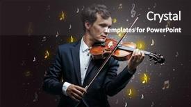  Presentation with music notes - PPT layouts with falling musical notes wallpaper background and a dark gray colored foreground