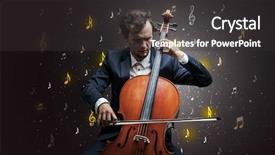  Presentation with music notes - Amazing PPT theme having falling musical notes wallpaper backdrop and a dark gray colored foreground