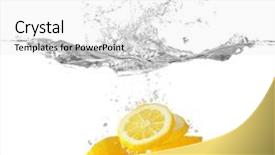  Presentation with fresh water - Presentation theme consisting of falling objects - fresh sliced lemon in water background and a white colored foreground