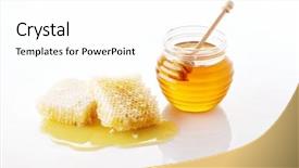  Presentation with honey bee honeycomb - Amazing theme having falling objects - jar of honey with honeycomb backdrop and a white colored foreground