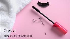  Presentation with eyelashes - Audience pleasing PPT theme consisting of falling objects - mascara and false eyelashes backdrop and a lemonade colored foreground