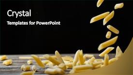  Presentation with macaroni - Colorful theme enhanced with falling penne pasta flying yellow backdrop and a black colored foreground