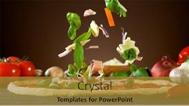  Presentation with freeze - Slide set having falling-raw-ingredients-on-pizza background and a gold colored foreground