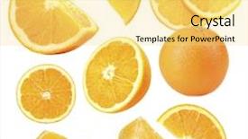  Presentation with orange slice - PPT theme featuring falling ripe oranges isolated background and a yellow colored foreground