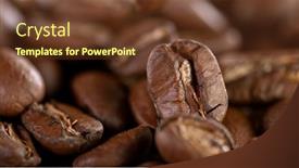  Presentation with coffee beans - Slide set having falling-roasted-coffee-beans-macro background and a tawny brown colored foreground