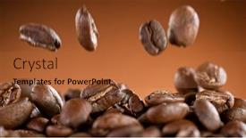 Presentation with coffee beans - Amazing slide set having falling-roasted-coffee-beans-macro backdrop and a red colored foreground