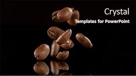  Presentation with coffee beans - Presentation design with falling-roasted-coffee-beans background and a wine colored foreground