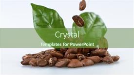  Presentation with coffee beans - Amazing presentation design having falling-roasted-coffee-beans backdrop and a tawny brown colored foreground