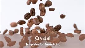  Presentation with coffee beans - PPT theme consisting of falling-roasted-coffee-beans background and a violet colored foreground