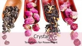  Presentation with tea types - PPT layouts having falling roses - different types of herbal flower background and a coral colored foreground