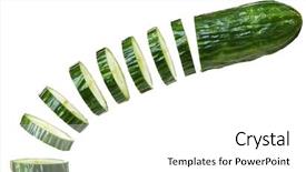  Presentation with shot - Audience pleasing slide deck consisting of falling slices of cucumber shot backdrop and a  colored foreground