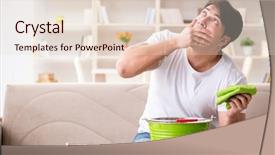  Presentation with neighbor - Audience pleasing slide set consisting of falling water house - man at home dealing backdrop and a lemonade colored foreground