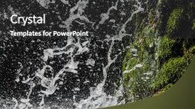  Presentation with sparkling - PPT theme consisting of falling watter sparkling waterfall background and a dark gray colored foreground